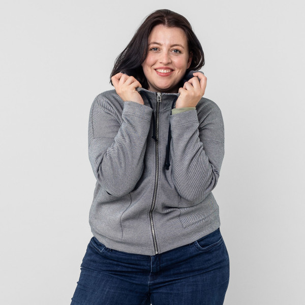 Damen Kapuzen-Blouson double knit nachtblau/kieselgrau Damen Kapuzen-Blouson double knit nachtblau/kieselgrau
