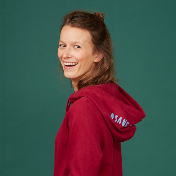 Damen Kapuzen-Sweatshirt "Save the Climate" biking red Damen Kapuzen-Sweatshirt "Save the Climate" biking red