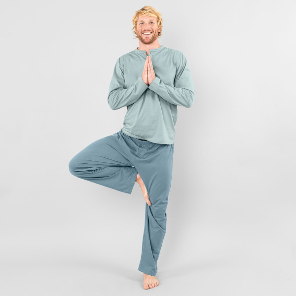 Herren Pyjama zweifarbig taubenblau Herren Pyjama zweifarbig taubenblau