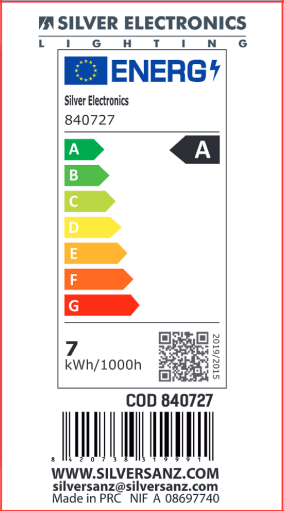 LED estándar de filamento A Class Crystal Frost E27 1521lm 7,2W 6000K 300º 30.000h | Silver Sanz