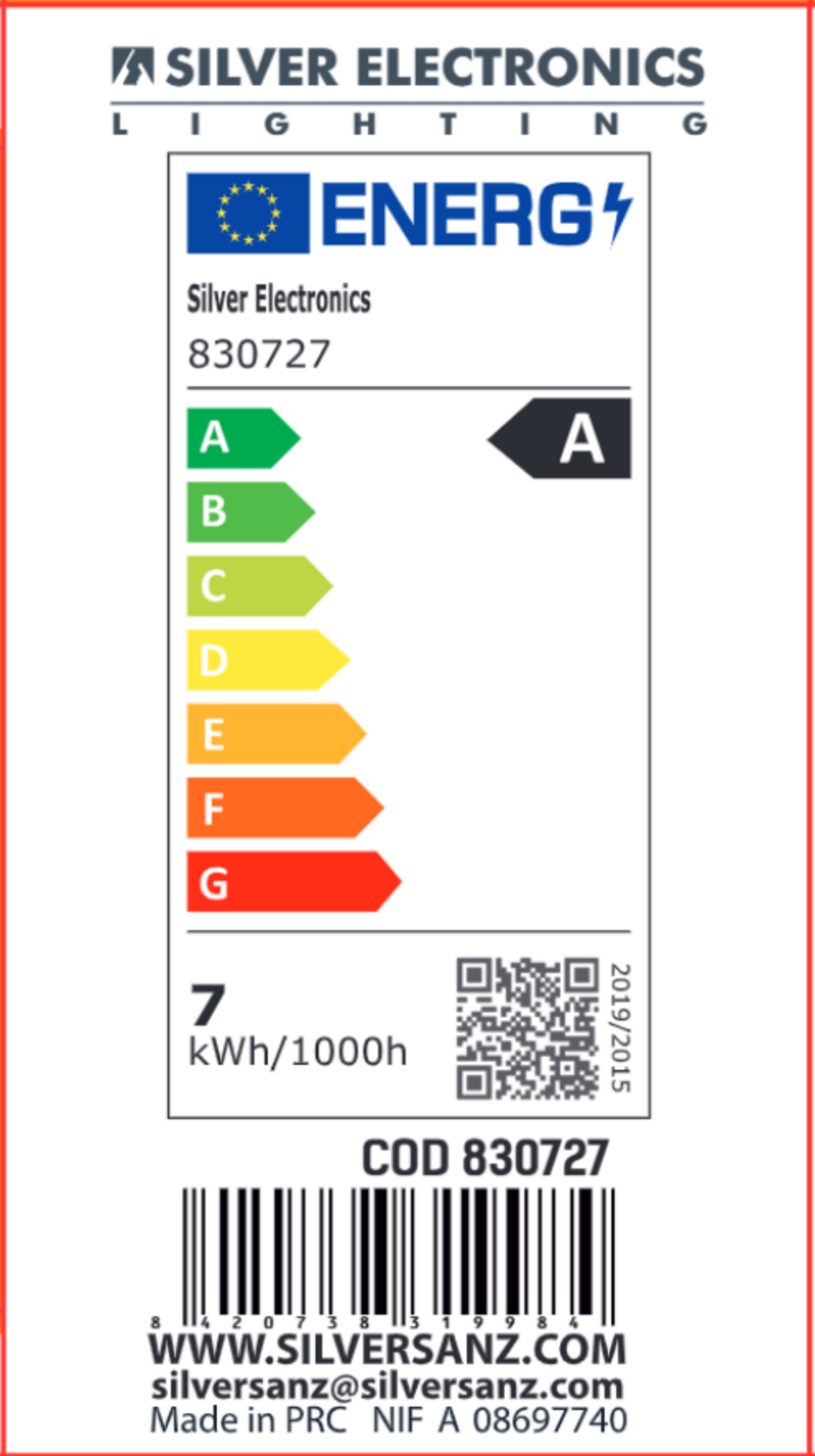 LED estándar de filamento A Class Crystal Frost E27 1521lm 7,2W 6000K 300º 30.000h | Silver Sanz