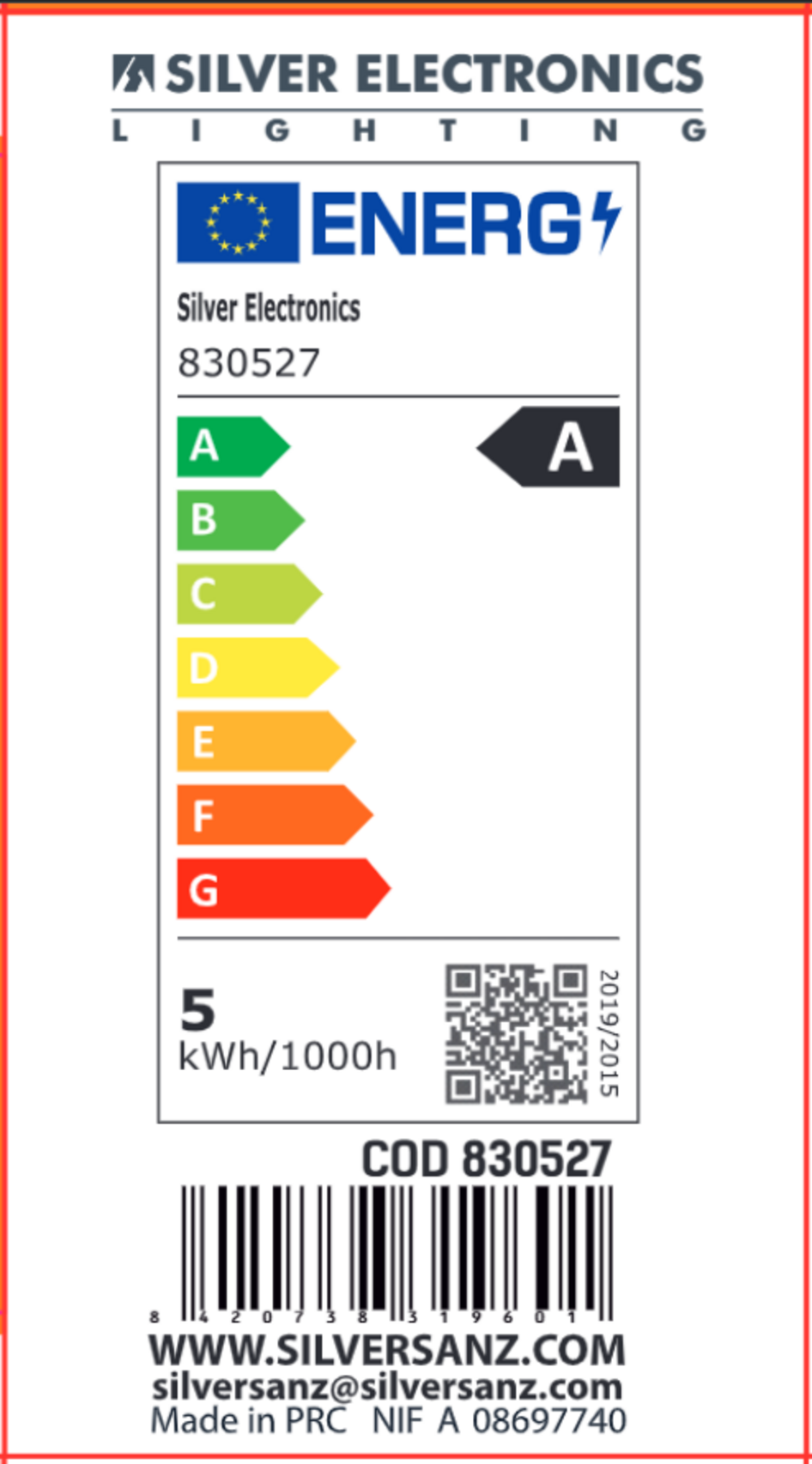 LED estándar de filamento A Class Crystal Frost E27 1521lm 7,2W 6000K 300º 30.000h | Silver Sanz