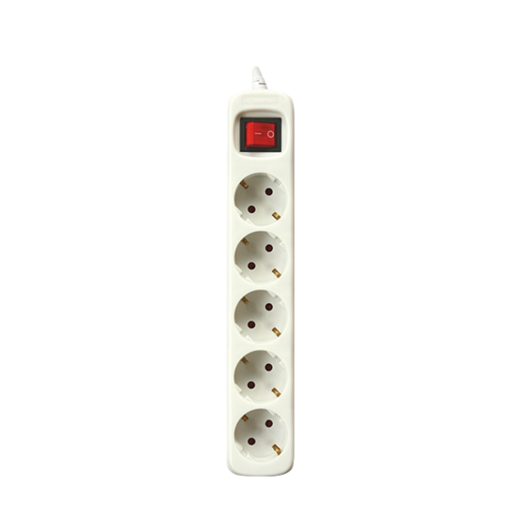 Silver Electronics Electric base with 3 meter 5-socket switch White