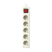 Silver Electronics Base électrique avec interrupteur à 5 prises et 1,5 mètre blanc