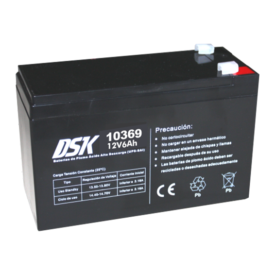 DSK Lead AGM Sealed VRLA High Discharge Battery (UPS-UPS) 12V 6Ah | Silver Sanz