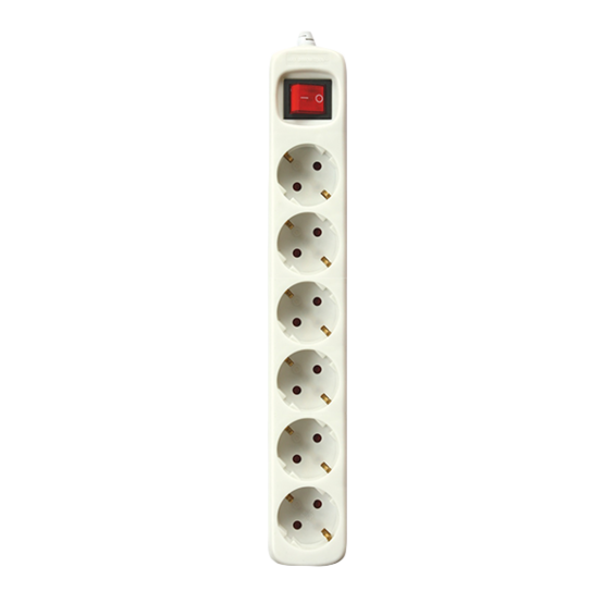Socle électrique avec commutateur blanc de 1,5 m à 6 prises de Silver Electronics