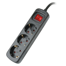 Silver Electronics base électrique à 3 prises avec commutateur 1,5 m noir
