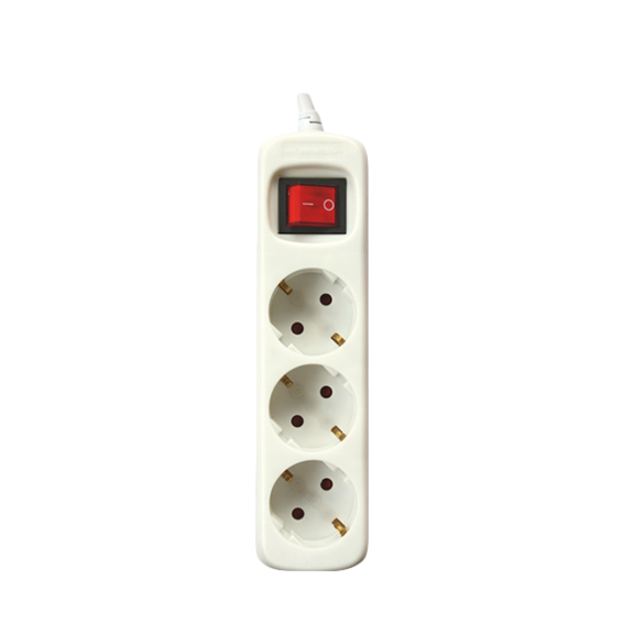 Silver Electronics Base eléctrica multienchufe PROTEK CLASSIC 3 tomas con interruptor cable 3m IP20 blanco | Silver Sanz