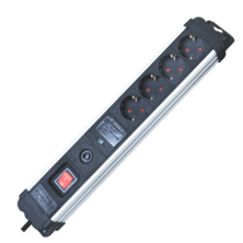 Silver Electronics Base eléctrica multi PROTEK PRO 4 tomas con interruptor, protección sobretensión + sobrecalentamiento, cable 1,5m IP20 aluminio | Silver Sanz