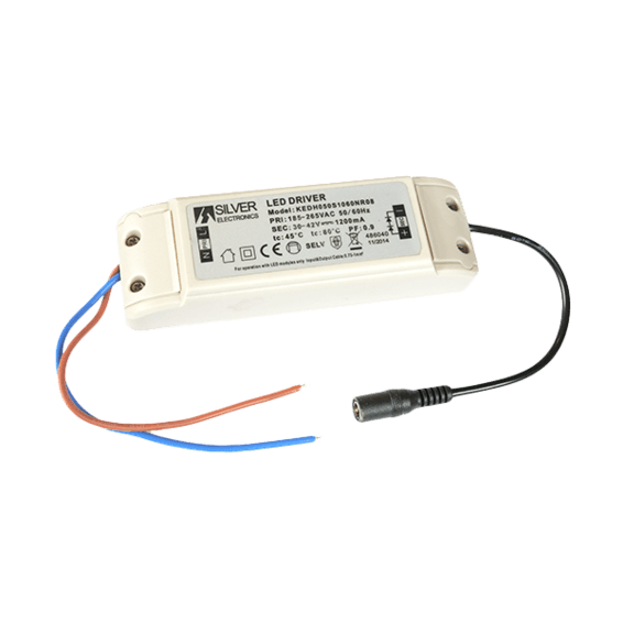 Driver 1200mA 30-42V 220V 40W 140x45x29mm IP20 acabado blanco | Silver Sanz