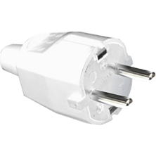 Clavija schuko macho 16A 4.8mm TT lateral IP20 caucho blanco granel | Silver Sanz