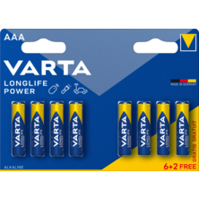 VARTA-Pila alcalina LongLife Power LR03 AAA (Blíster 6 pilas + 2)