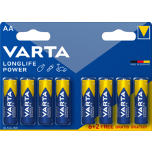 VARTA-Pila alcalina LongLife Power LR06 AA (Blíster 6 pilas + 2)