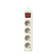 Base électrique Silver Electronics à 4 prises avec interrupteur et câble de 3 mètres Blanc