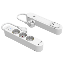 Silver Electronics Base eléctrica multi PROTEK PLUS USB 3 tomas con interruptor 1 USB-A + 1 USB-C 3A cable 1,5m IP20 blanco | Silver Sanz