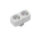 Adaptador schuko 2 tomas TT frontal vertical 16A plástico blanco | Silver Sanz