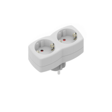 Adaptateur Schuko 2 prises TT verticales avant 16A plastique blanc | Silver Sanz