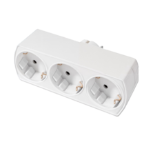 Adaptateur Schuko 3 prises TT frontales horizontales 16A plastique blanc | Silver Sanz