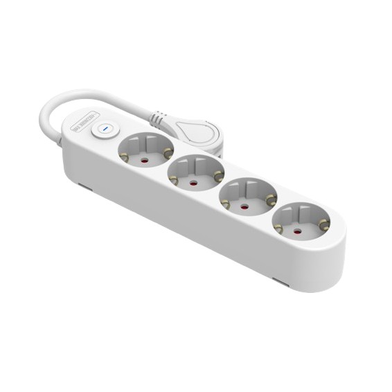 Base eléctrica multienchufe PROTEK PLUS 4 tomas con interruptor cable 1,5m IP20 blanco | Silver Sanz