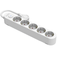 Base eléctrica multienchufe PROTEK PLUS 5 tomas con interruptor cable 1,5m IP20 blanco | Silver Sanz