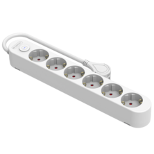 Base eléctrica multienchufe PROTEK PLUS 6 tomas con interruptor cable 1,5m IP20 blanco | Silver Sanz