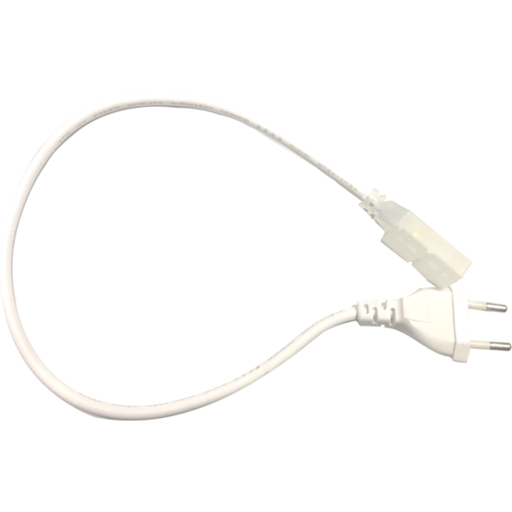 Power cable for 230V 12mm single-colour LED strip with IP44 plug + end cap, narrow connector | Silver Sanz