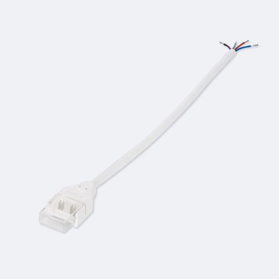 Conector alimentacion + cable pelado + tapa final para tira LED RGB 230V 12mm IP44 | Silver Sanz
