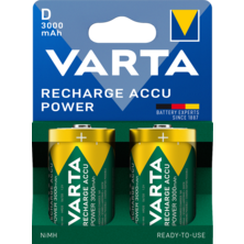 Batterie rechargeable Accu Power D 3000 mAh prête à l'emploi (blister de 2 batteries) | Silver Sanz