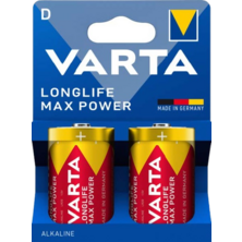 Longlife Max Power LR20 D alkaline battery (Blister pack of 2 batteries) | Silver Sanz