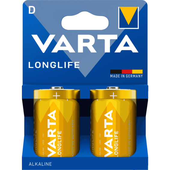 Longlife LR20 D alkaline battery (blister pack of 2 batteries) | Silver Sanz