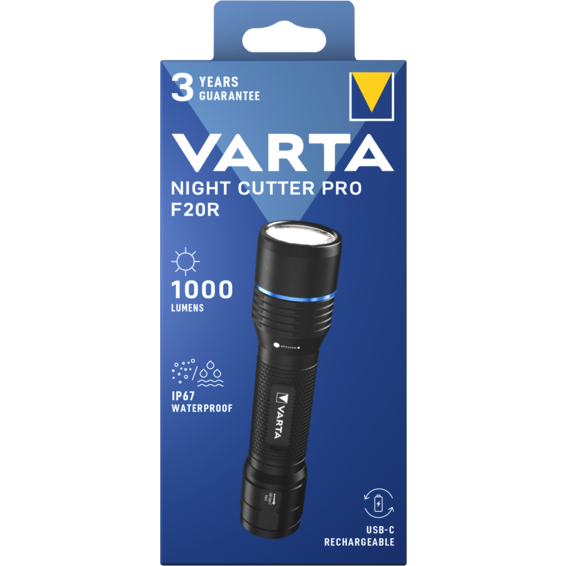 Linterna LED Night Cutter Pro F20R Recargable batería Li-Ion 1000lm IP67 USB Type C | Silver Sanz