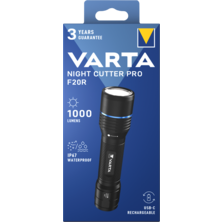 Lampe torche LED Night Cutter Pro F20R, batterie Li-ion rechargeable, 1 000 lm, IP67, USB Type-C | Silver Sanz