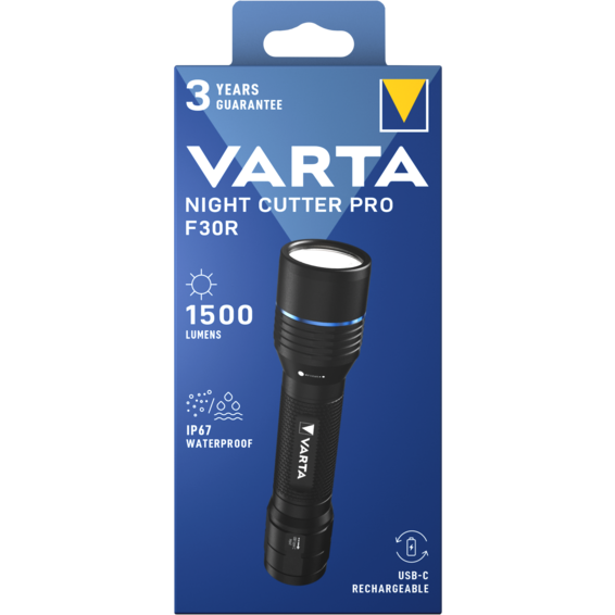 Linterna LED Night Cutter Pro F30R Recargable batería Li-Ion 1500lm IP67 USB Type C | Silver Sanz