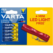 Longlife Power LR03 AAA and LR6 AA alkaline batteries + flashlight (blister pack of 4 AAA + 4 AA batteries) | Silver Sanz