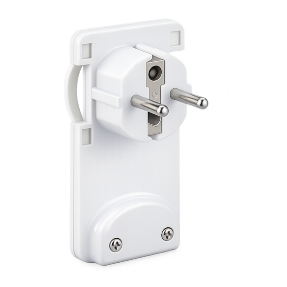 Slim flat male Schuko plug 16A 4.8mm white plastic bulk | Silver Sanz