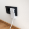 Slim flat male Schuko plug 16A 4.8mm white plastic bulk | Silver Sanz