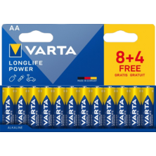 Longlife Power LR6 AA alkaline battery (blister pack of 8+4 batteries) | Silver Sanz