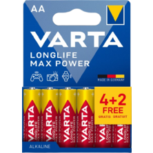 Longlife Max Power LR6 AA alkaline battery (blister pack of 4+2 batteries) | Silver Sanz