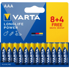 Longlife Power LR03 AAA alkaline battery (blister pack of 8+4 batteries) | Silver Sanz