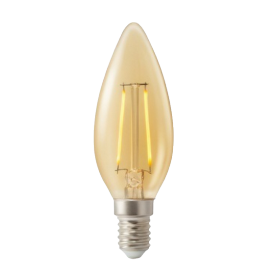 Vela Golden C35 filamento transparente E14.200lm 2,2W 2200K 25.000h | Silver Sanz