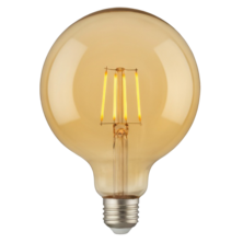 Globo Golden G125 filamento transparente E27 440lm 4W 2200K 25.000h | Silver Sanz