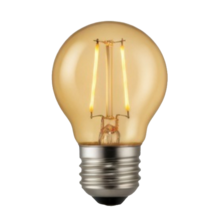Ampoule LED sphérique dorée G45 à filament transparent, culot E27, 200 lm, 2,2 W, 2200 K, durée de vie 25 000 h | Silver Sanz