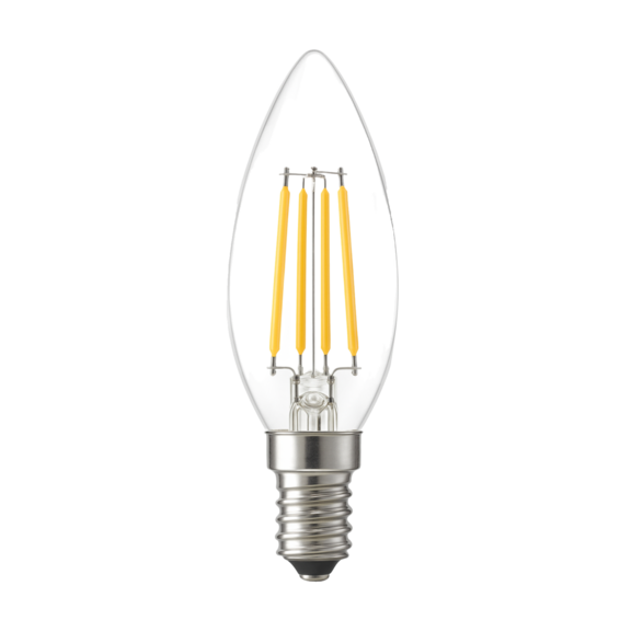 Adjustable candle C35 transparent filament E14 470lm 4W 2700K 25,000h | Silver Sanz