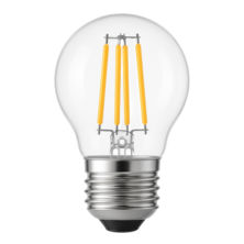 Ampoule LED sphérique réglable G45 à filament transparent, culot E27, 470 lm, 4 W, 2700 K, durée de vie 25 000 h | Silver Sanz