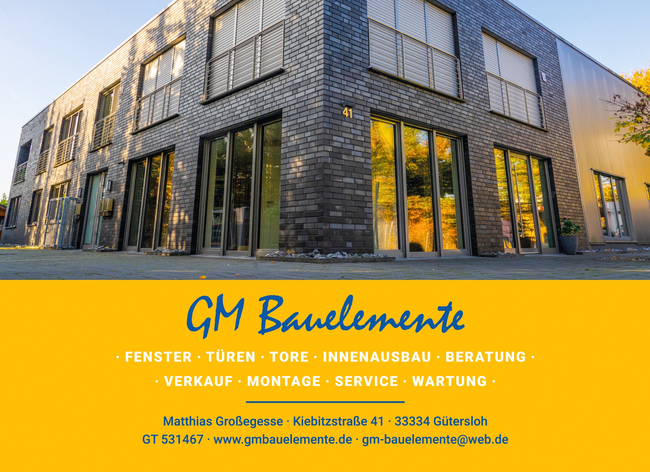 Großegesse GM-Bauelemente, Kiebitzstraße in Gütersloh