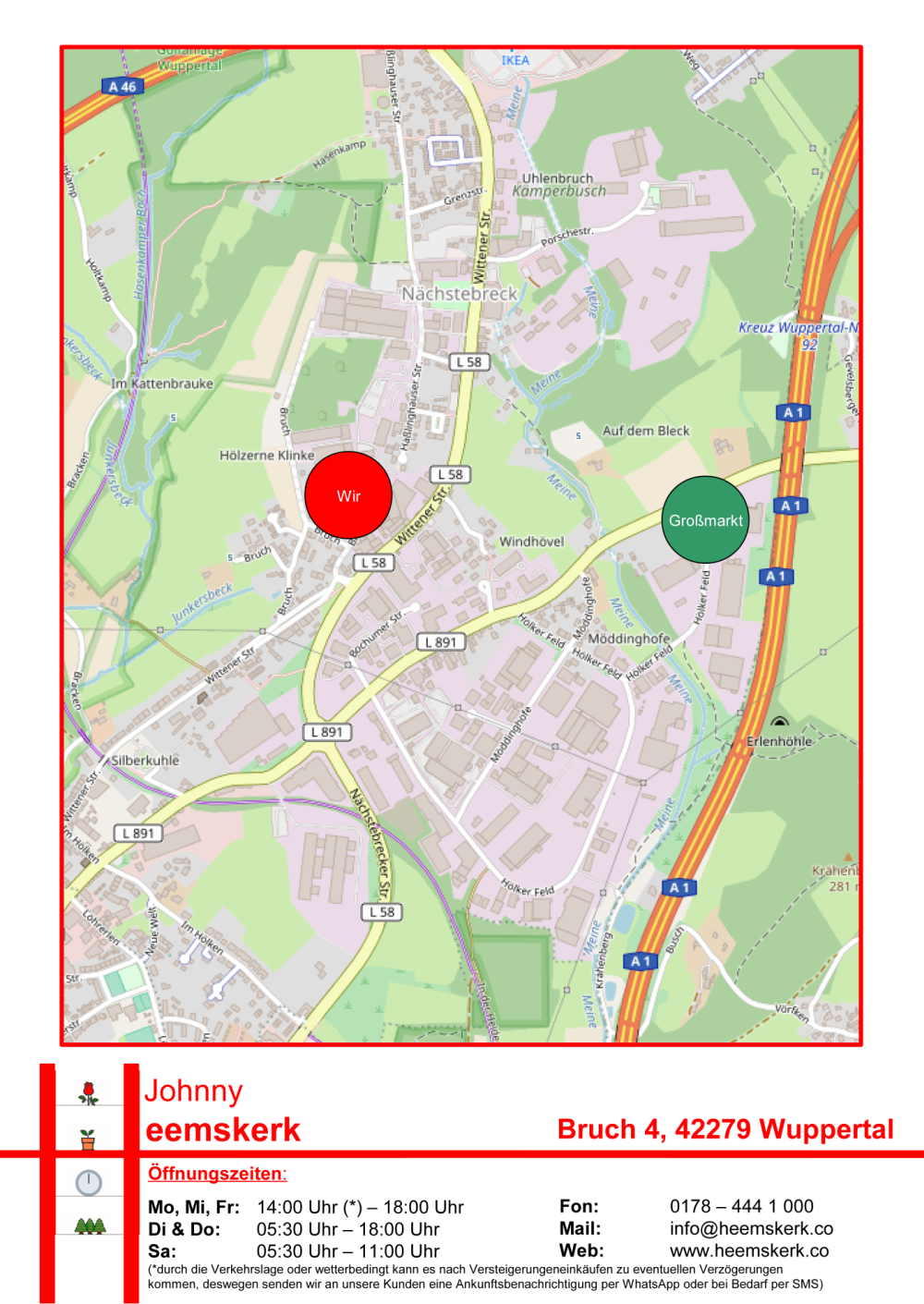 Blumengroßhandel Johnny Heemskerk Cash & Carry Wuppertal, Bruch in Wuppertal