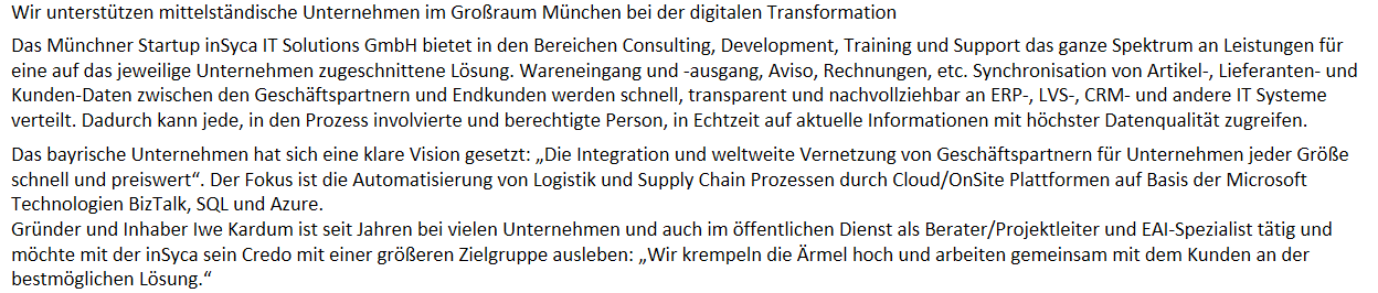 inSyca IT Solutions GmbH, Finsinger Feld in Ottobrunn