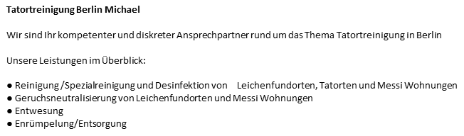 Tatortreinigung Berlin Michael, Friedrichstraße in Berlin