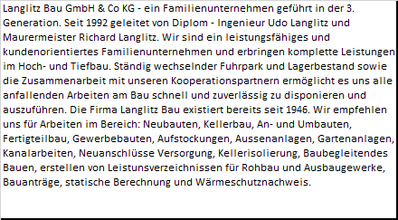 LANGLITZ BAU GmbH & Co KG, Am Kalkhofen in Wöllstadt