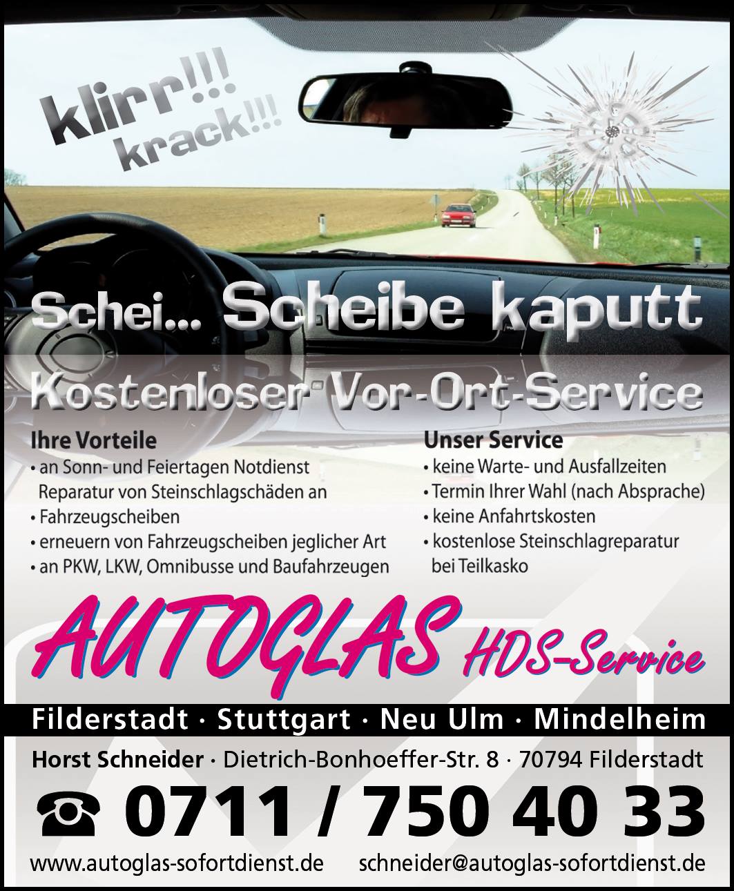 AUTOGLAS HDS - Service Bernd Siegle, Rotenwaldstraße in Stuttgart